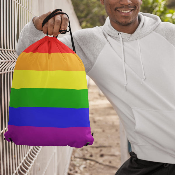 65 Mcmlxv Lgbt Pride Rainbow Flag Print Drawstring Bag Backpack