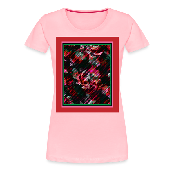 65 MCMLXV Women’s Paintbrush Floral Premium Graphic T-Shirt - pink