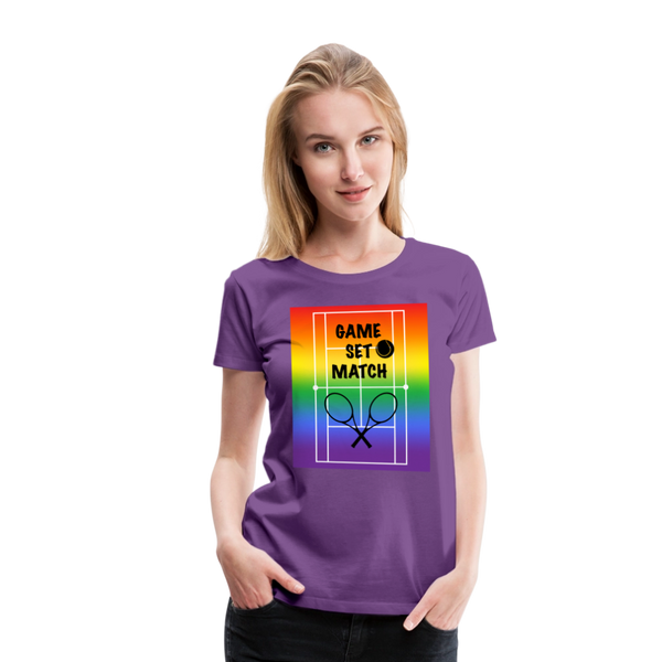 65 MCMLXV Women’s Game, Set Match Rainbow Tennis Court Premium Graphic T-Shirt - purple