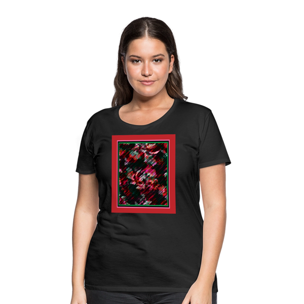 65 MCMLXV Women’s Paintbrush Floral Premium Graphic T-Shirt - black