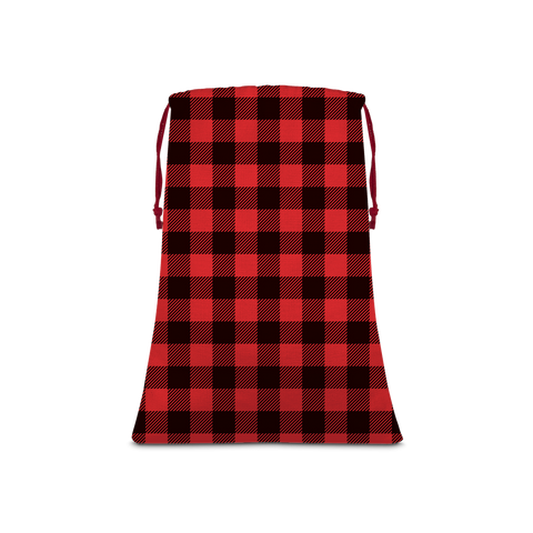 65 MCMLXV Red Buffalo Plaid Print Linen Drawstring Sack Bag