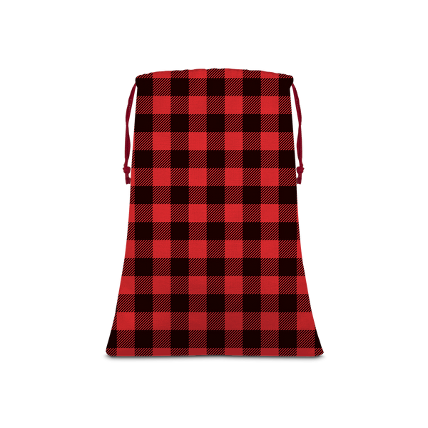 65 MCMLXV Red Buffalo Plaid Print Linen Drawstring Sack Bag