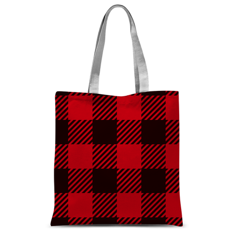 65 MCMLXV Red Buffalo Plaid Print Tote Bag