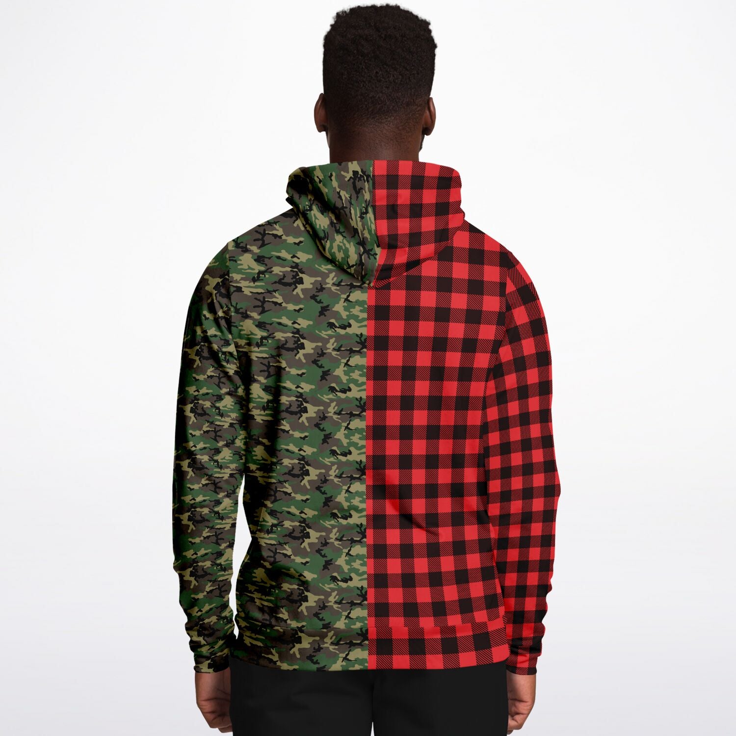 Red and black store checkered hoodie mens