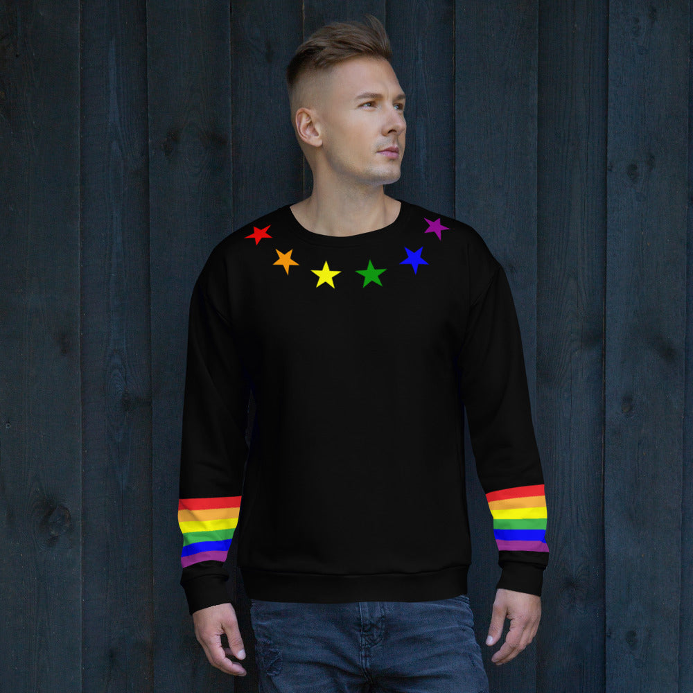 Subliminator Men's LGBT Bear Pride Flag Paws Fur Print Sweatshirt Jumper