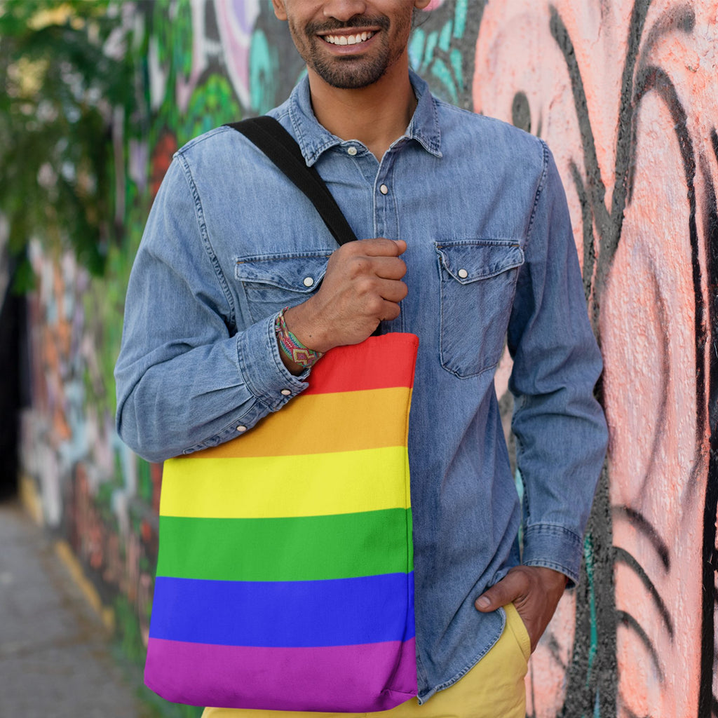 65 MCMLXV LGBT Gay Pride Rainbow Flag Print Tote Bag