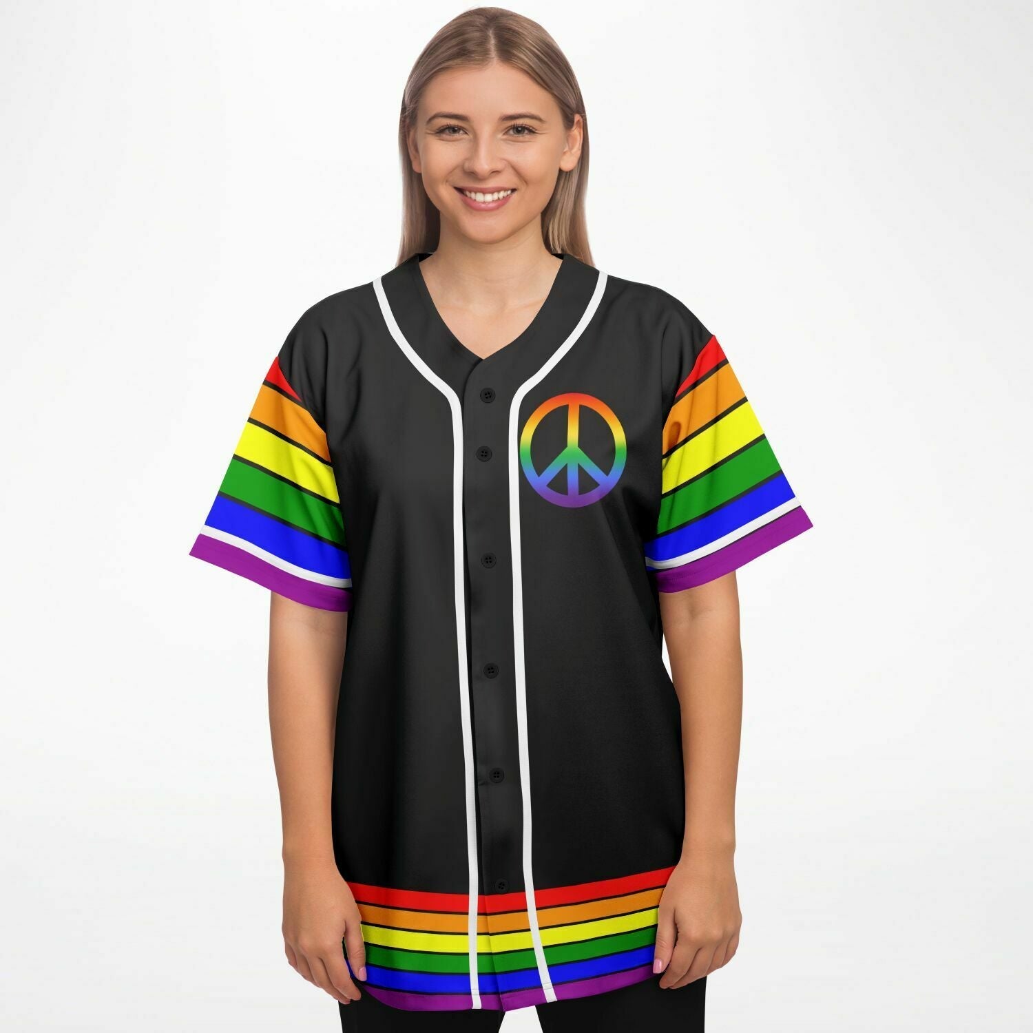  Leprints Personalized LGBT Pride Baseball Jersey, LGBT Flag  Rainbow Baseball Jersey LGBT Pride Month Love is Love Pride (LGBT1) 