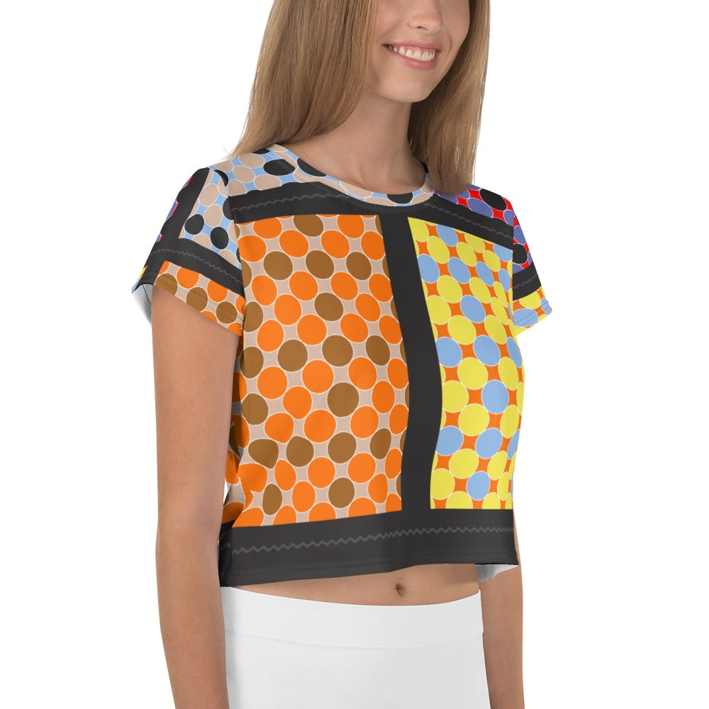 65 MCMLXV Women's Multi-Color Polka Dot Print Crop T-Shirt