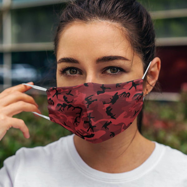 65 MCMLXV Unisex Red Camouflage Print Face Mask-Fashion Face Mask - AOP-65mcmlxv