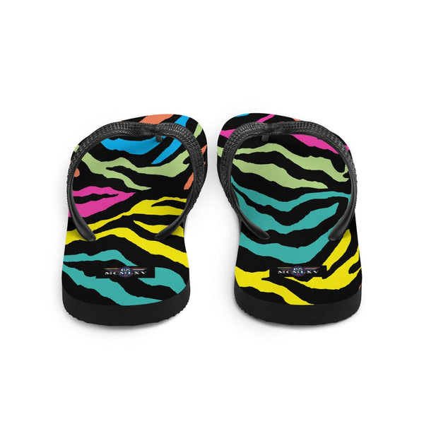 Flip Flops - 65 MCMLXV Unisex Rainbow Zebra Animal Print Flip-Flops