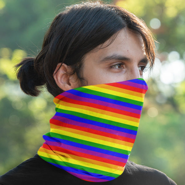 Gaiter - 65 MCMLXV Unisex LGBT Gay Pride Rainbow Flag Stripe Print Neck Gaiter