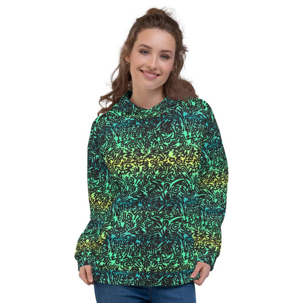 65 MCMLXV Women's Ombre Squiggles Print Fleece Hoodie-Hoody-65mcmlxv