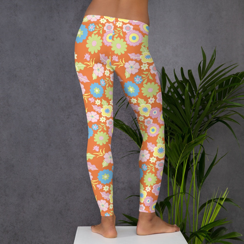 Santa & Rudolph Sugar Skull Leggings for Women, Printed Floral