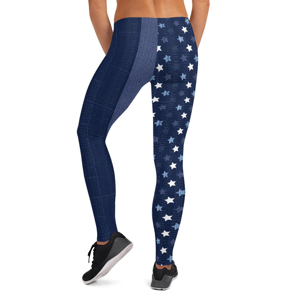 65 MCMLXV Women's Americana Denim USA Flag Print Leggings-Leggings-65mcmlxv