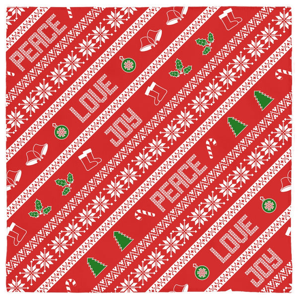 65 MCMLXV Peace Joy Love Red Christmas Sweater Print Pet Bandana-pet bandana-65mcmlxv