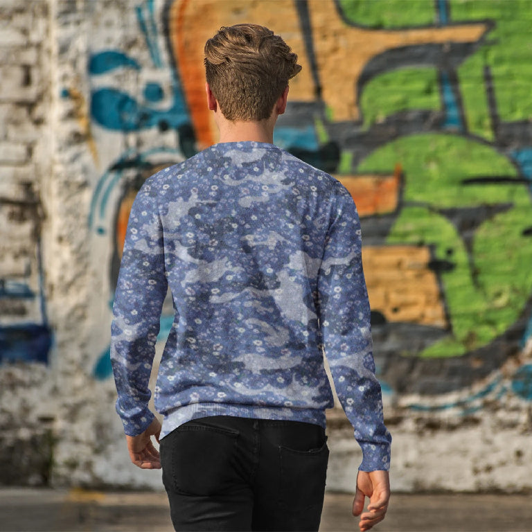 T-Shirt in Blue Camouflage Print