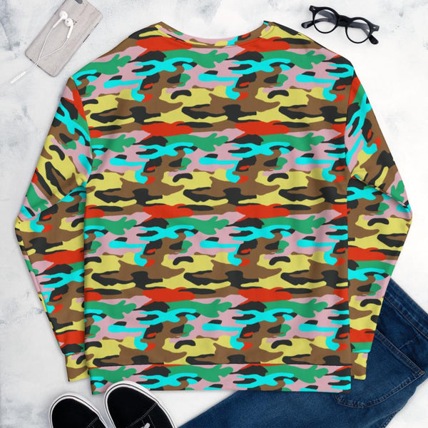 65 MCMLXV Unisex Bright Camo Print Fleece Sweatshirt-Sweatshirts-65mcmlxv