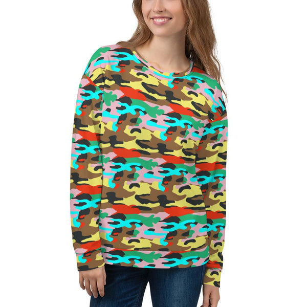 65 MCMLXV Unisex Bright Camo Print Fleece Sweatshirt-Sweatshirts-65mcmlxv