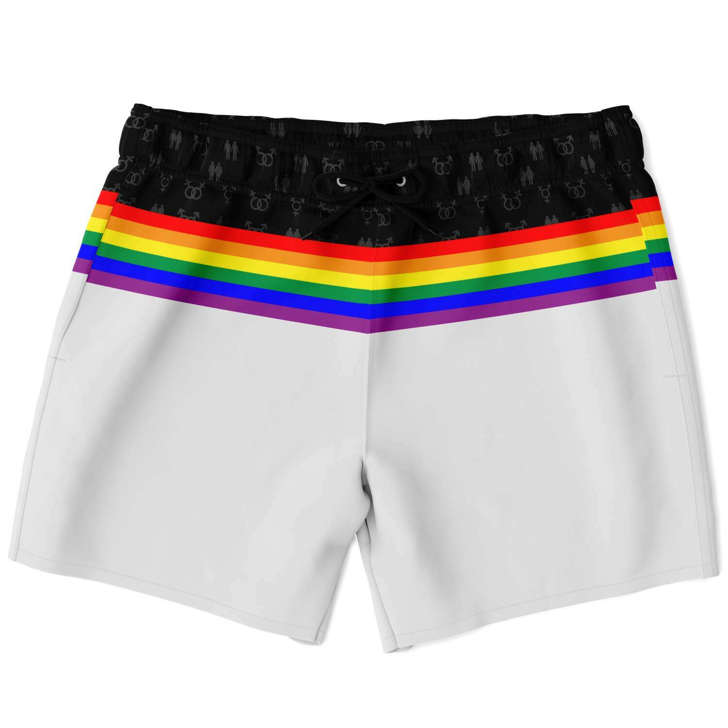 65 MCMLXV Men's LGBT Rainbow Flag Stripe Print Swim Trunk