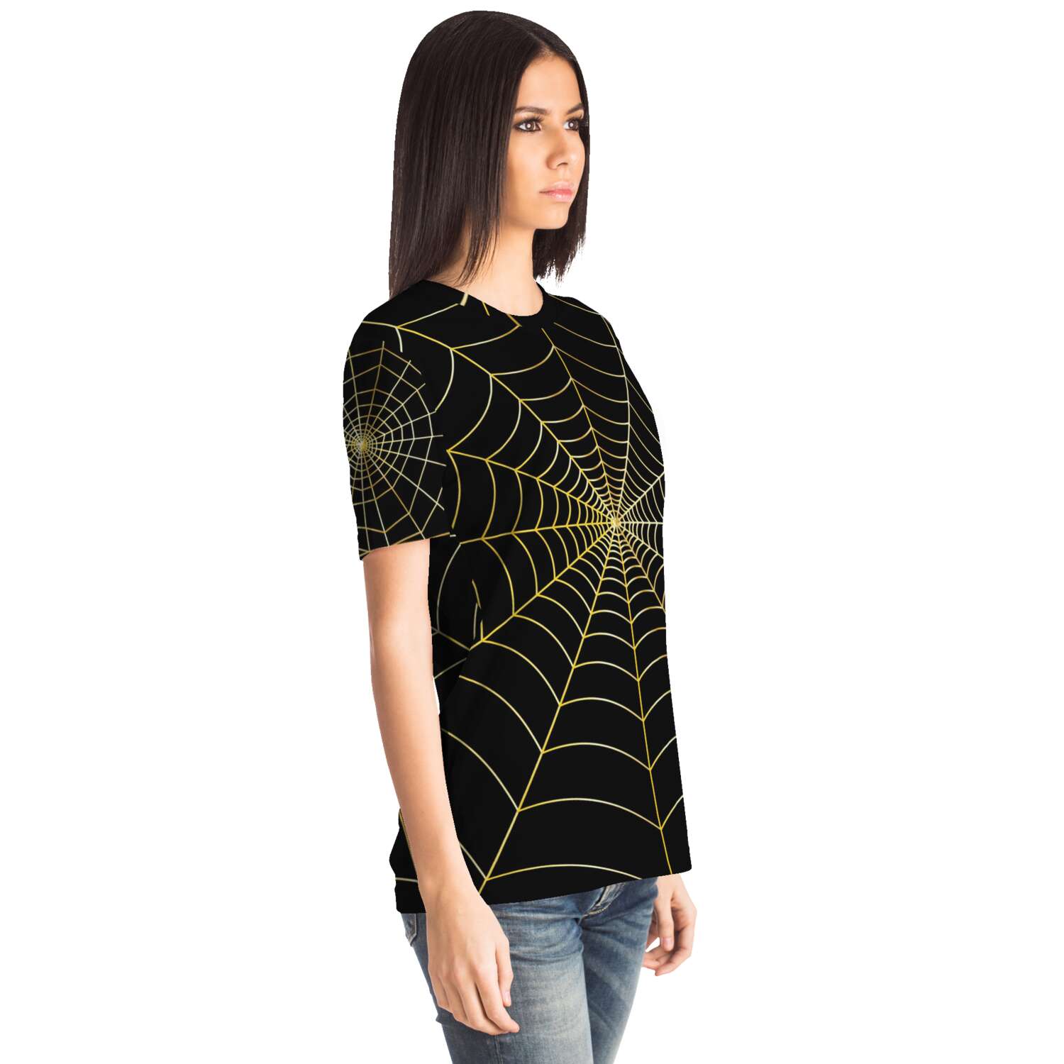 65 MCMLXV Unisex Cosplay Black Golden Spider Web T-Shirt