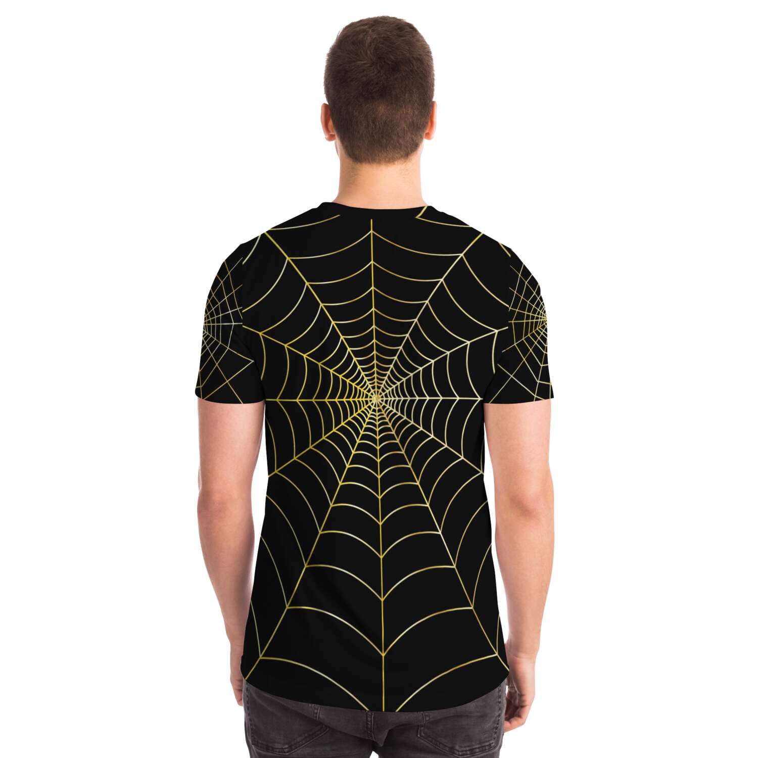 65 MCMLXV Unisex Cosplay Black Golden Spider Web T-Shirt