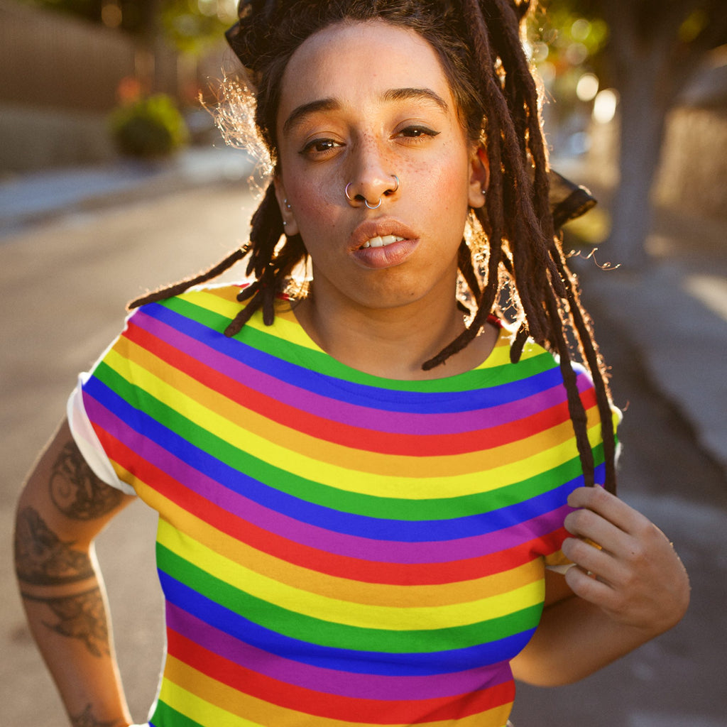 65 MCMLXV Unisex LGBT Gay Pride Rainbow Flag Stripe Print T-Shirt