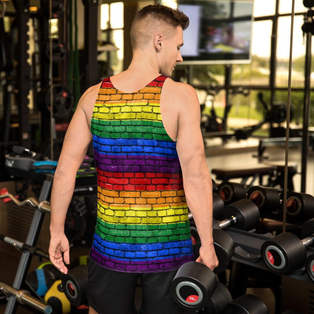 65 MCMLXV Unisex LGBT Pride Rainbow Brick Wall Print Tank Top