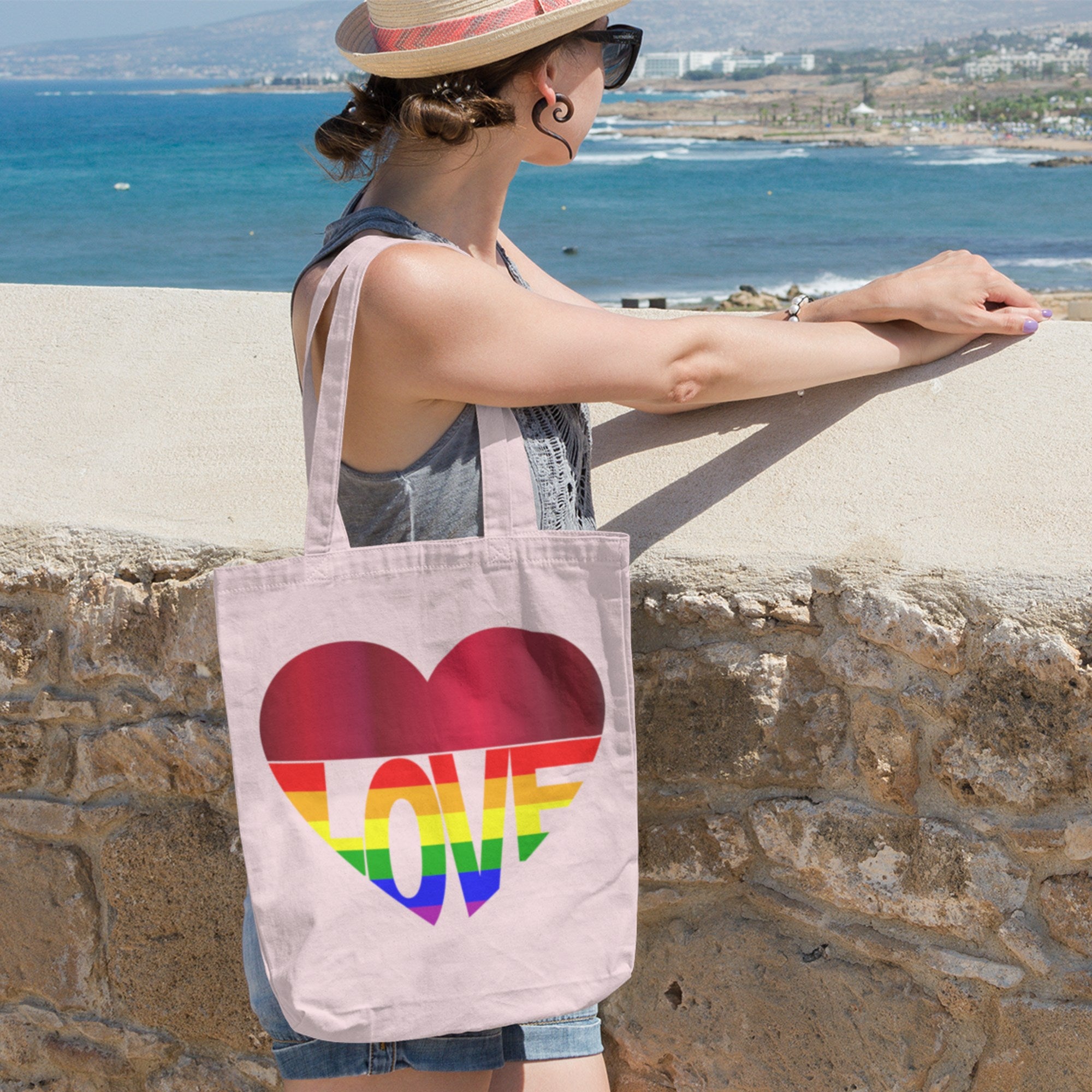 LGBT Gay Pride Rainbow Heart Tote Bag