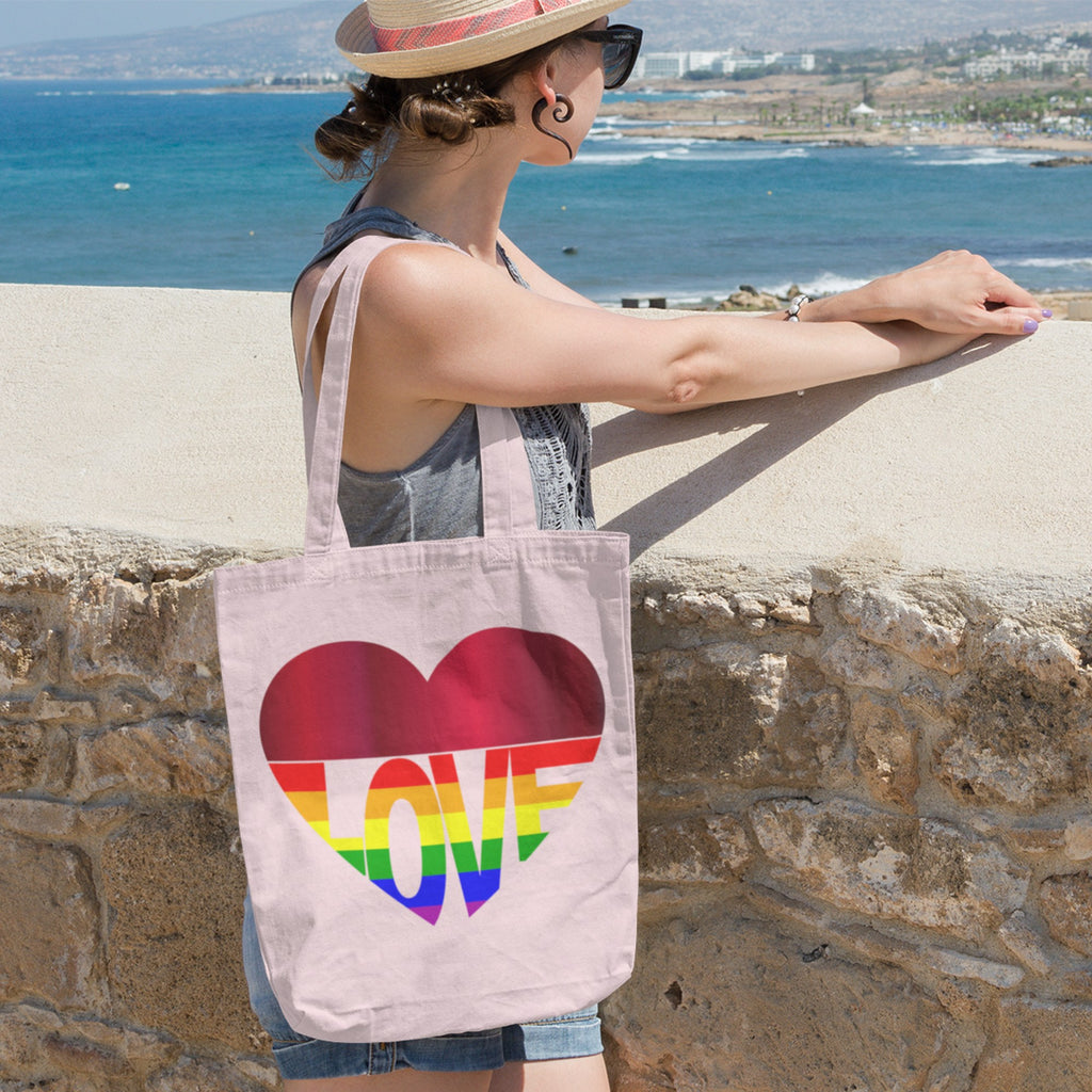 LGBTQ Pride Rainbow Flag Tote Bag on Pink Stock Photo - Image of