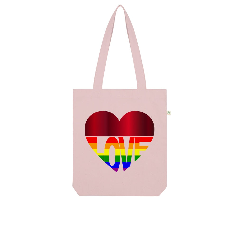 65 MCMLXV Lgbt Rainbow Flag Love Heart Print Organic Tote Bag Light Pink / Unisex / Onesize